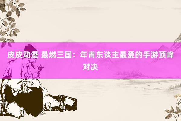 皮皮动漫 最燃三国：年青东谈主最爱的手游顶峰对决