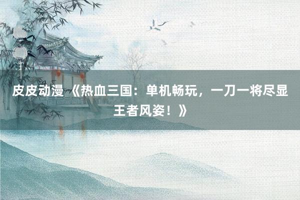 皮皮动漫 《热血三国：单机畅玩，一刀一将尽显王者风姿！》