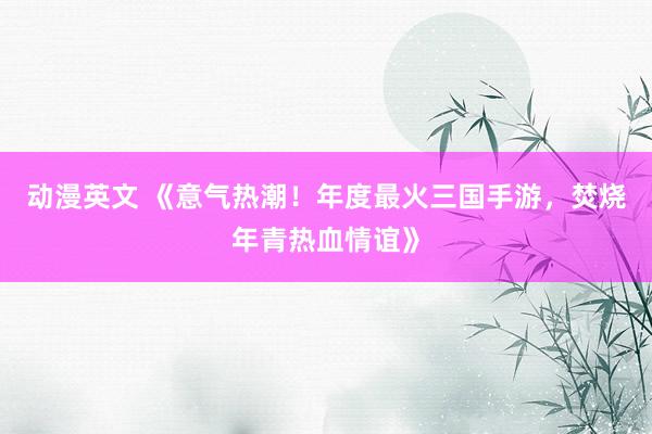 动漫英文 《意气热潮！年度最火三国手游，焚烧年青热血情谊》