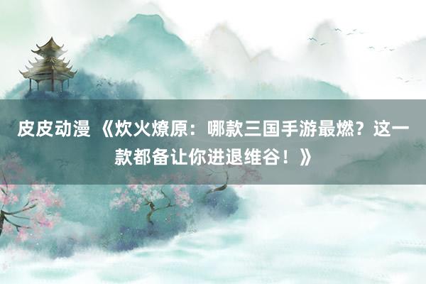 皮皮动漫 《炊火燎原：哪款三国手游最燃？这一款都备让你进退维谷！》