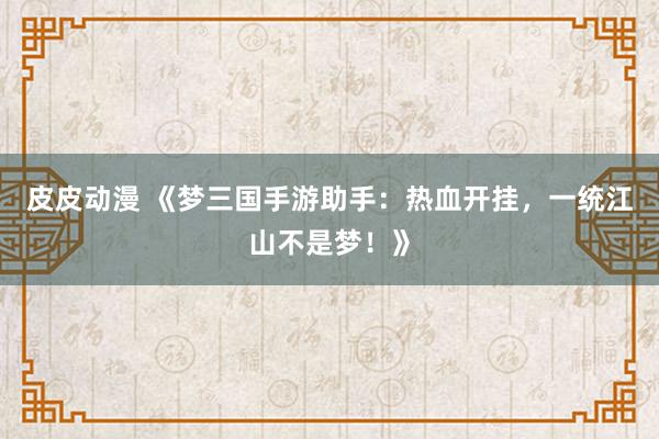 皮皮动漫 《梦三国手游助手：热血开挂，一统江山不是梦！》